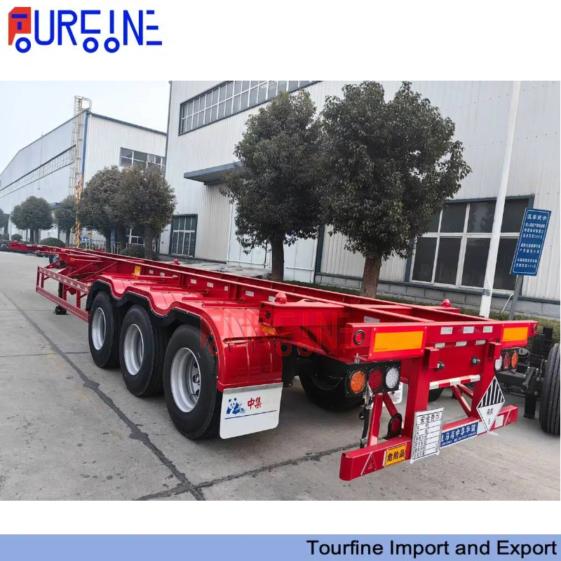 3 Axle Gooseneck Skeleton Container Semi Trailer For 40FT Container Shipping