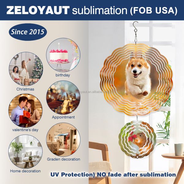 ZELOYAUT 24H-shipping Customizable Sublimation Wholesale Wind Spinner Blanks 3Inch Aluminum Spinners - DIY for Home DecoR