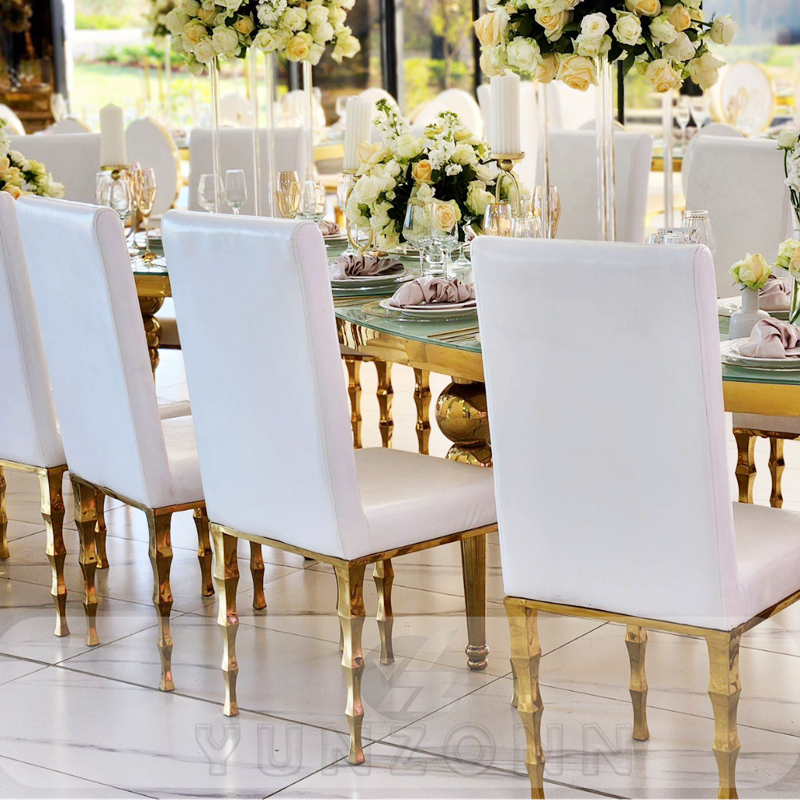 Gold Bamboo Leg Hotel Chairs with Black Velvet and Stainless Steel for Weddings Parties-Velvet Wedding Chairs
