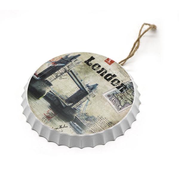 A chapa de metal do tampão de garrafa assina a forma do tampão da cerveja tamanho de 15 x de 15 x de 1,5 Cm
