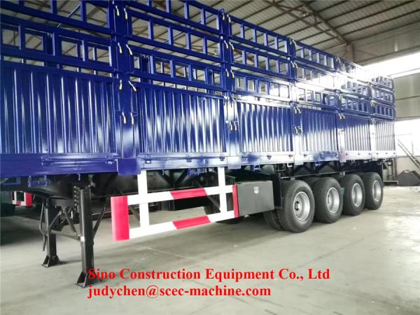 Blue Heavy Duty 4 Axle Semi Trailer 65 Ton Fence Type Semi Cargo Trailer