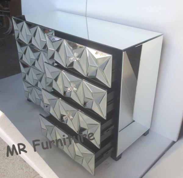 8 Drawers Mirrored Accent Chest , Bedroom Mirrored Dressers And Chests