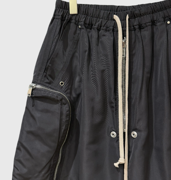 Dark Sports Sweat Shorts Multi Zipper Mens Drawstring Cargo Shorts RO Style