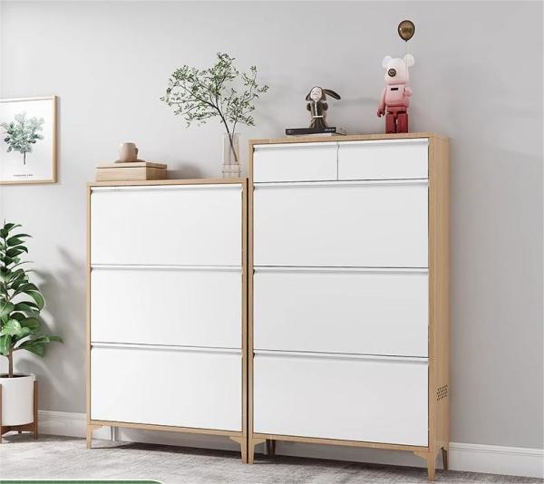 Simple Multi-Layer Large-Capacity Steel Tip-Type Shoe Storage Cabinet For Home Entrance, Exterior Door, Elevator Aisle