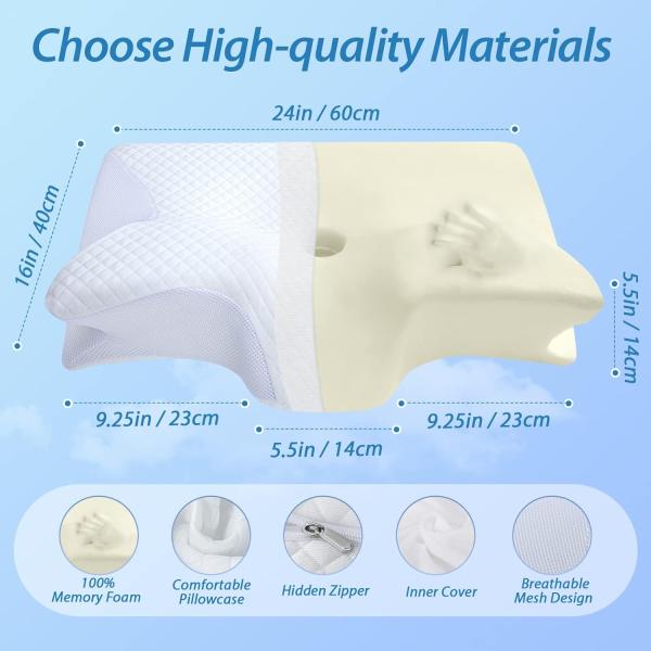 Filling Memory Foam Cervical Pillow 2 in 1 Ergonomic Contour for Neck Pain Relief