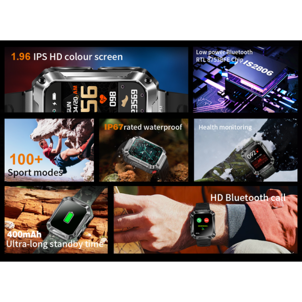 Newly Sport TWS Smartwatch 3in1 Music Player 4GB Memory 400Mah Call Men Watch With Headphones T93 Smart Earphones