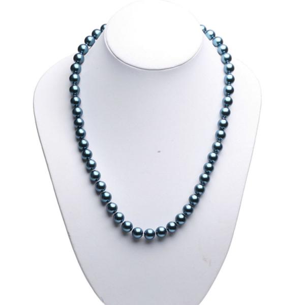 Luxury Luster Blue Round 10mm Shell Pearls Necklace 22 inches (N10612)