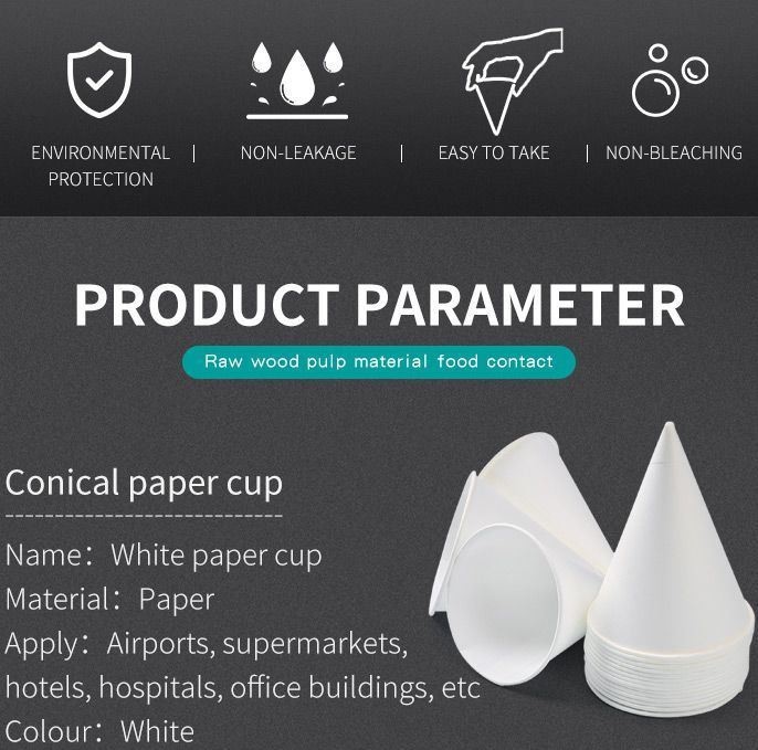 Disposable White Paper Cone Cup Ideal for Airports Hotels and Supermarkets US Currency