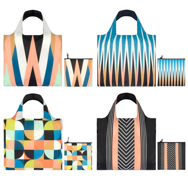 Silk Screen Printing Roll Up Shopping Bags Handled Reusable Supermarket Bags