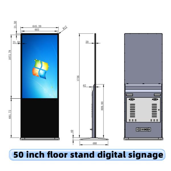 50 Indoor Floor Standing LCD Screen Wireless Remote Control Advertising Player Digital Signage Animation for Businesses