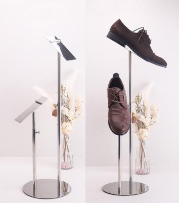 Two Heads Shoes Display Stands Mirror Silver Shoe Display Shelf For Men Women