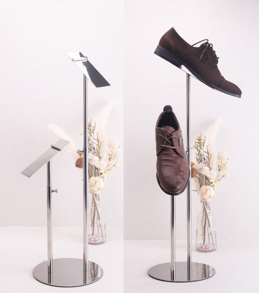 Two Heads Shoes Display Stands Mirror Silver Shoe Display Shelf For Men Women