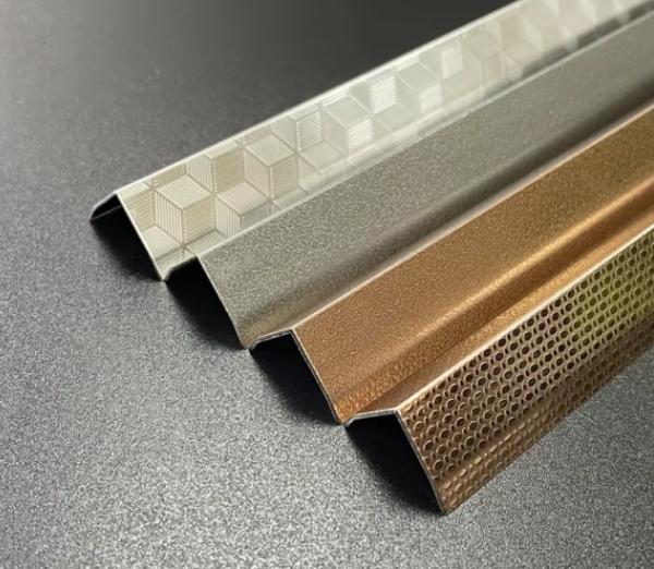 Stainless Steel L Tile Trim 304 Grade V Grooved Tile Strip  For Wall Floor