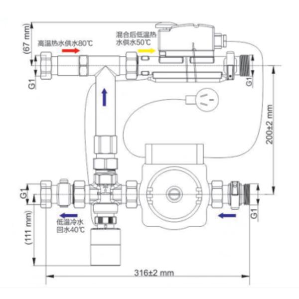 Ajustando o misturador termostático de mistura múltiplo Underfloor da bomba da água do sistema de aquecimento