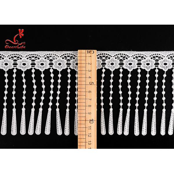 лента отделки края химиката шнурка полиэстера 12Cm расстворимым в воде белым вышитая Tassel