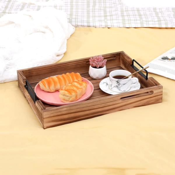 Factory Wholesale Natural Fir Wood Handcrafted New Design Removable Wine Glass Holder Wooden Food Tray