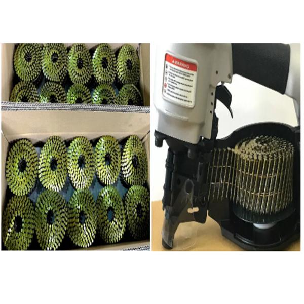 120pcs / Coil Coil Roofing Nails Yellow Twisted Shank Construction