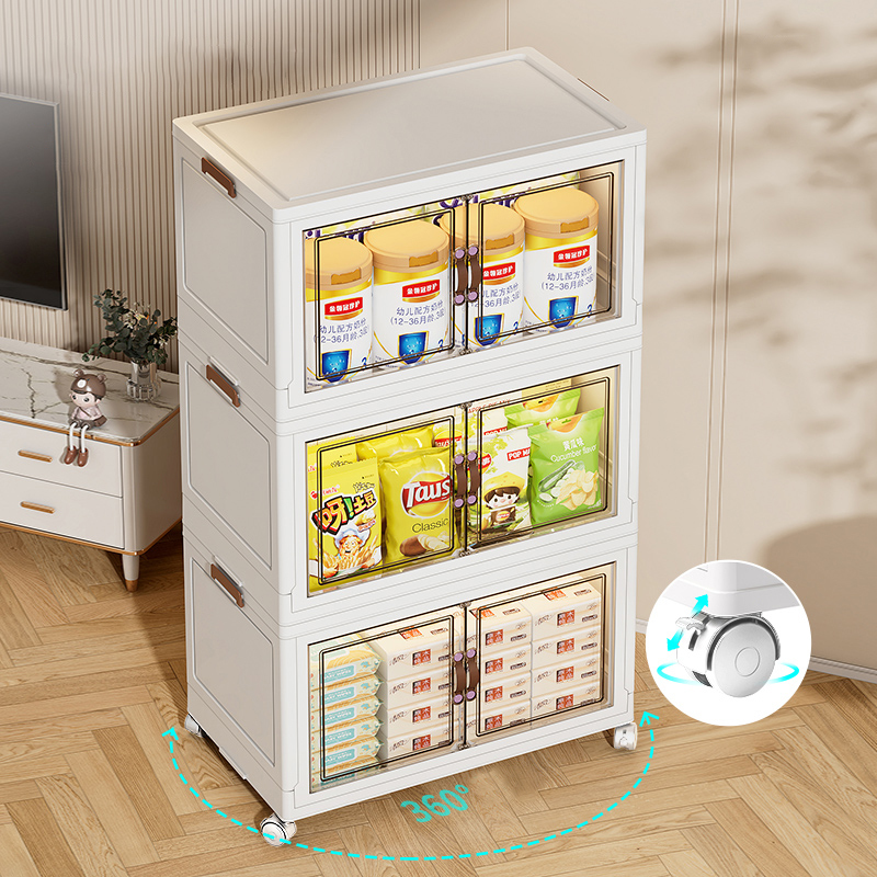 Home Transparent Clothing Folding Stackable Door Open Storage Cabinets  Storage Boxes & Bins  Storage Organizer