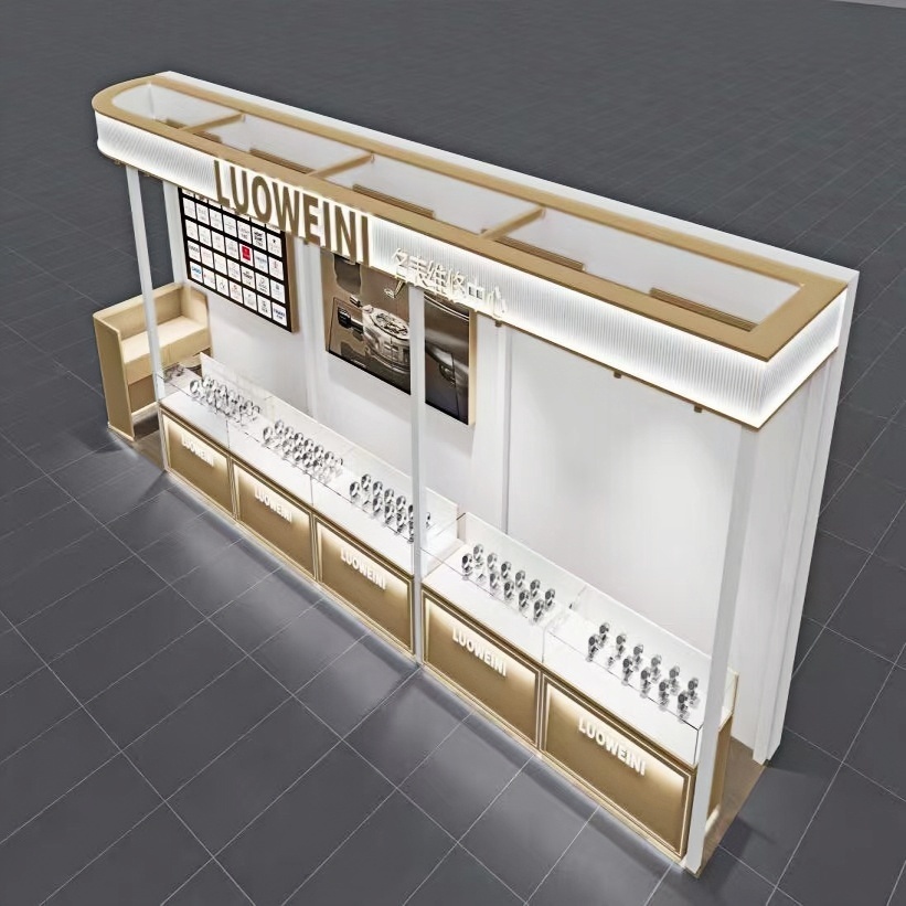 BX Factory Wholesale Watch Display Showcase Wood & Glass Watch Counter with LED Lighting System