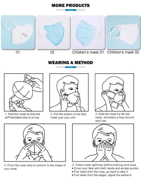 Adult KN95 Disposable Earloop Face Mask For Virus / Flu / Smoke / Dust Prevention