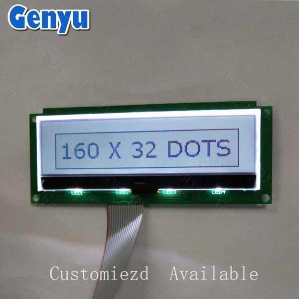 Genyu 160*32 Dot Matrix LCD Screen with ST7525 Driver IC and FSTN Positive Display for Car Applications
