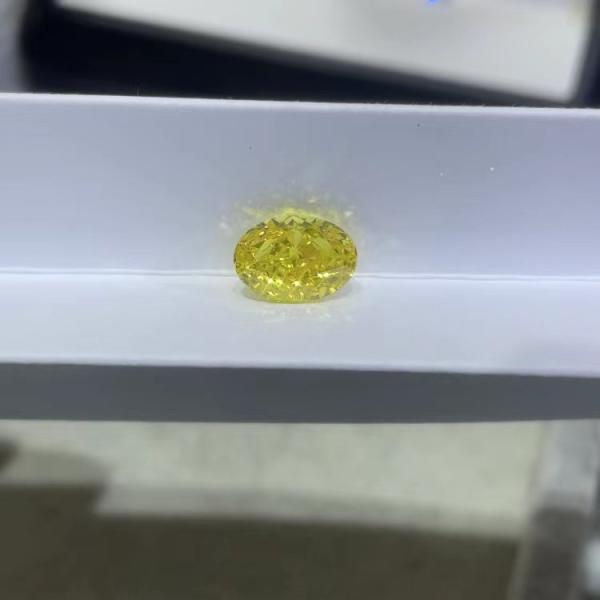 1.23ct Synthetic Lab Created Yellow Diamond Oval Shaped Excellent Cut