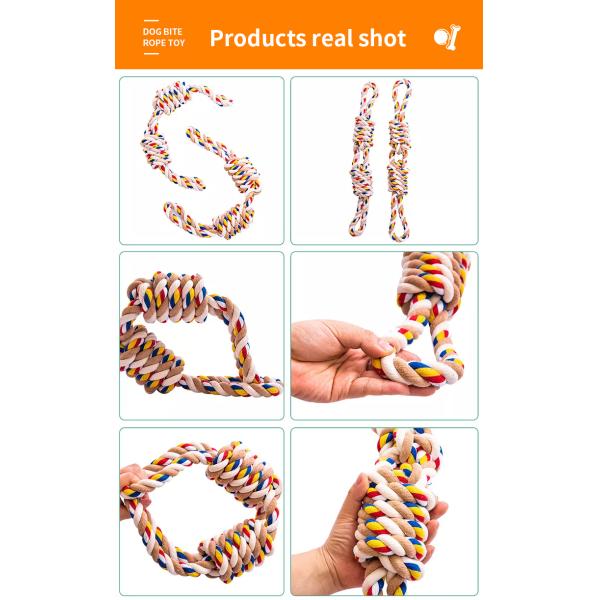 Perro juguete mascota algodón cuerda juguete cuerda resistente color mixto divertido y duradero para mascotas activas