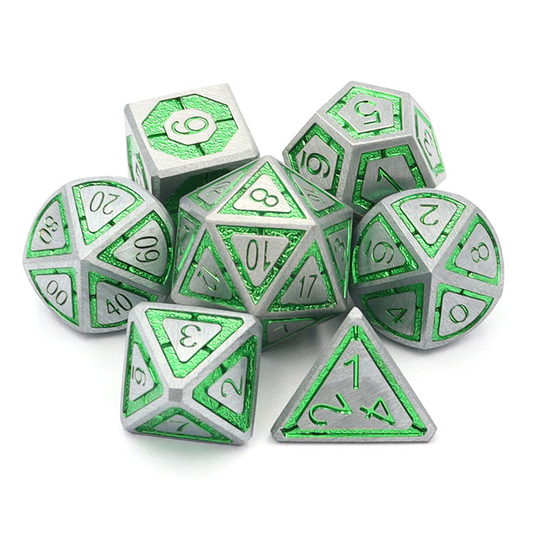 Zinc Alloy Metal Dice Set with Custom Colors and 14-20mm Size for DND & RPGs