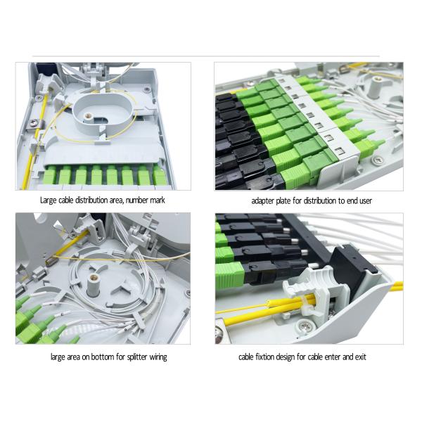 Пяди коробки прекращения волокна IP54 8 сплав ПК сотрясая сопротивления гаван FTTH оптически средней анти- УЛЬТРАФИОЛЕТОВЫЙ серый