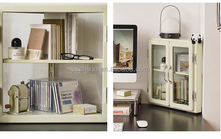 New Metal Triangle Corner Cabinet Rustproof Office Desktop File Storage Rack Bedroom Perfume Make up Display Organizer Dustproof