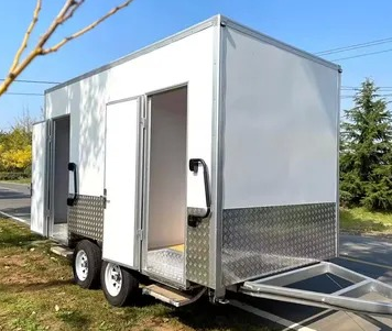 Luxury Mobile Toilet Trailer 2 Stall Insulated Weatherproof Portable Restroom Outdoor Event Sanitation