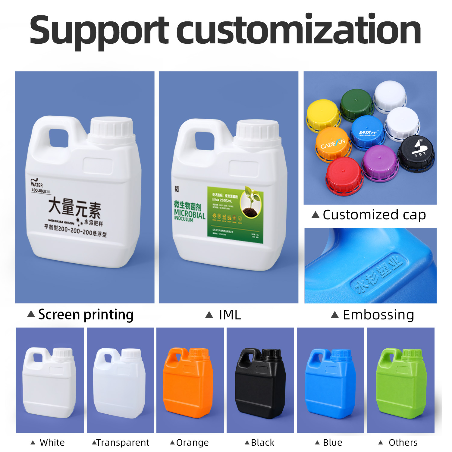 0.5L HDPE Plastic Jerry Can for Oil Water Wine Packaging White Translucent Plastic F-Style Jug