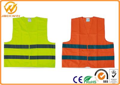 High Visibility Polyester Reflective Safety Vests Fluorescent Orange / Yellow