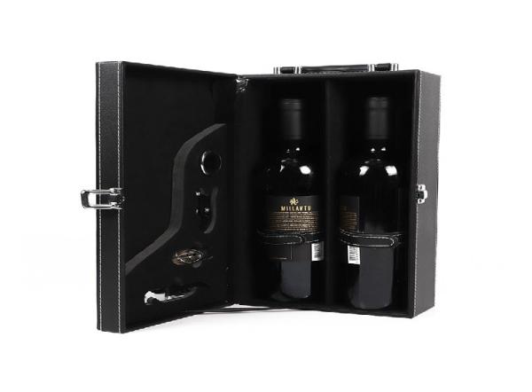 Noble Leather Packaging Gift Double Bottle Wine Box 34.5x17x9cm Size