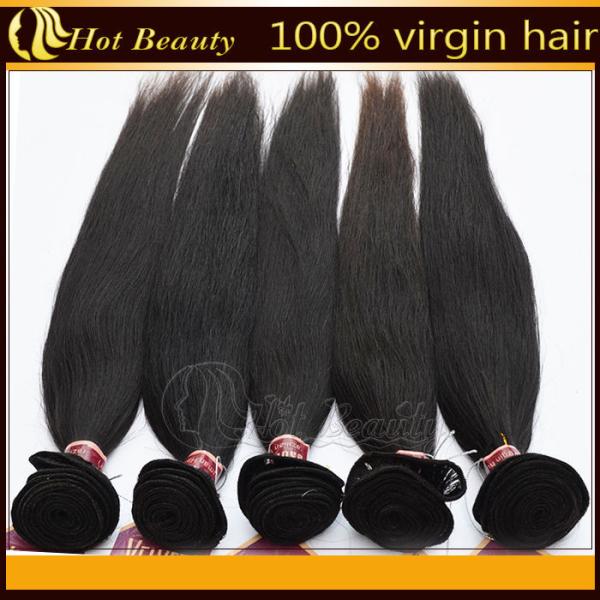 Long Straight Brazilian Virgin Human Hair Extensions Black 12'' - 32''