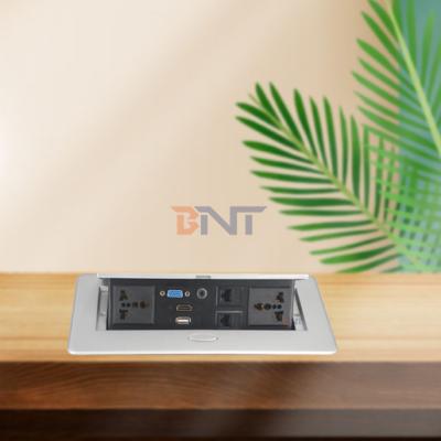 Multi-Functional Power Socket for Office Desk Zinc Alloy Hidden Pop-Up Table Outlet EU Plug Compatible US/AU