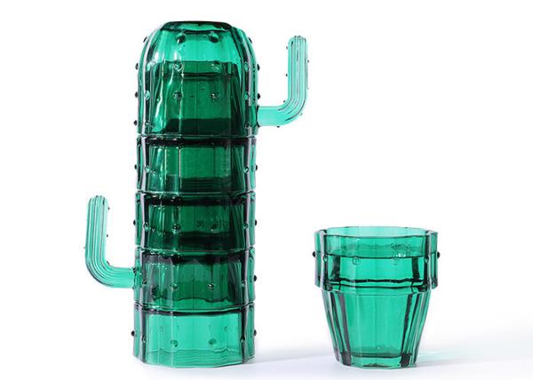 Creative Water Drinking Glass Cup Green Cactus Shape Cup Set Eco - Friendly