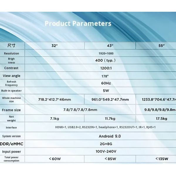 CH Android Shopping Mall Lcd Digital Signage 32 55 65 Inch Electronic Poster Advertising Smart Window Display Interactive Screen