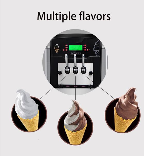 Commercial Floor Standing 3 Flavor Soft Serve Ice Cream Machine with 36-42L/h Capacity