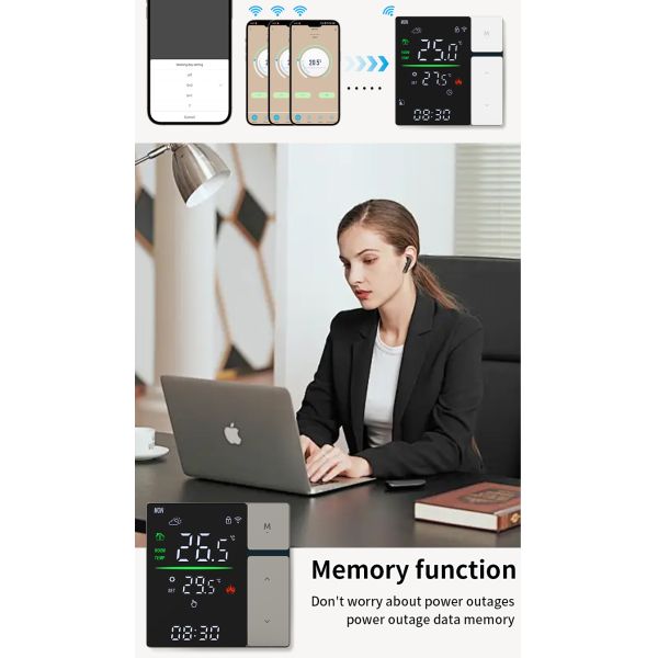 SIXWGH WIFI Smart Thermostat, Voice Control & APP Programmable Thermostat for Electric Heating Water Boiler Home and Office Use