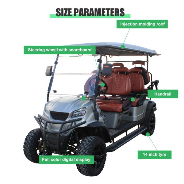 Mobility Scooter Golf Carts 5-6 Seats 150-200mm Ground Clearance and Electric Carplay
