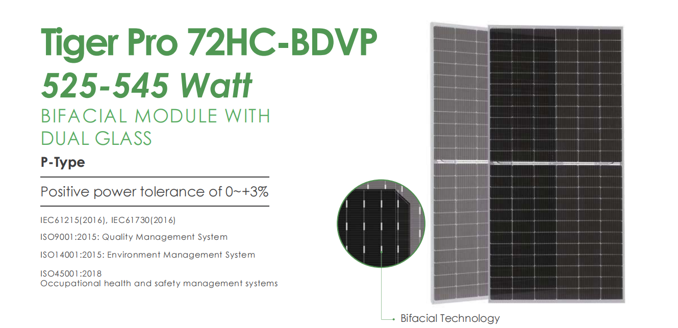 Tier 1 Jinko Tiger Neo N-type 78HL4-BDV 550W 580W 590 Watt 700W Bifacial PV Module Solar Panel with Dual Glass