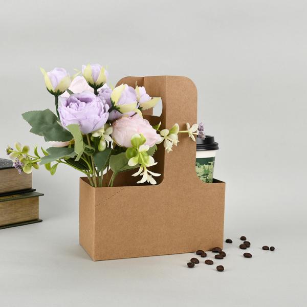 Eco-Friendly Kraft Paper  Beverage Carrier with Handle – Disposable Takeaway Holder for Coffee, Tea & Drinks Delivery