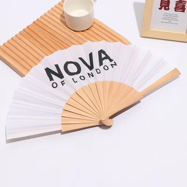 Carved Wooden Hand Fan with Decorative Patterns for Party Advertising 8 inch /21*38cm