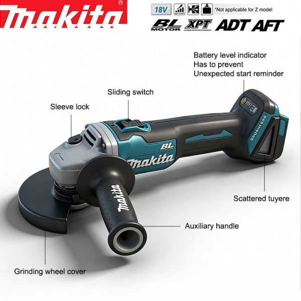 800W Makita DGA4044 4 Gear Rechargeable Angle Grinder Cordless