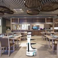 Robot teledirigido de carga del hotel de la pantalla LCD del robot del uno mismo de la entrega del plato