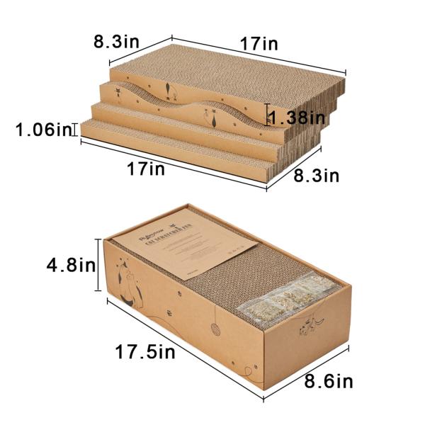 Cat Scratcher Cardboard Scratch Pad Box for Indoor Cats,5pcs Scratching Board Bed Reversible Durable,with Catnip