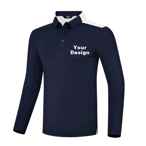 Men's High Stretch Polyester Spandex Golf Long Sleeve Top OEM Custom Sport Apparel