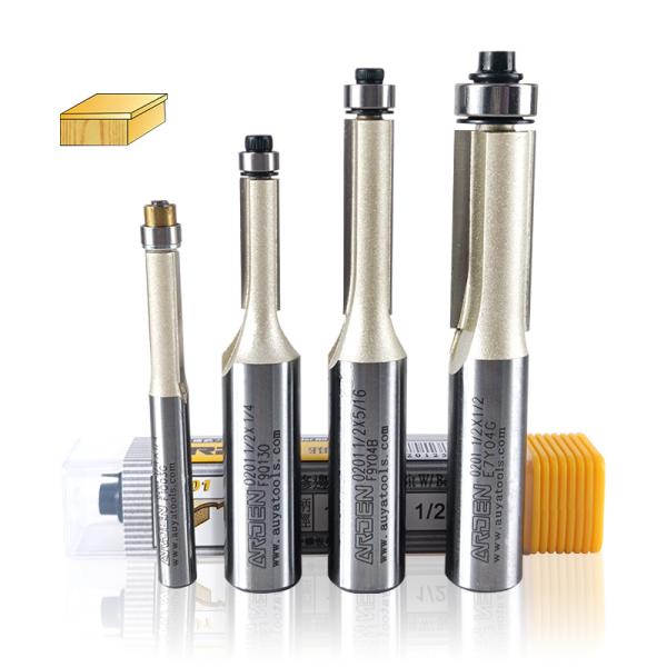 Popular ARDEN Router Bit1/2 1/4 Straight Flute Cnc Woodworking Flat Bottom Flush Trim Router Bit for Wood  With Bearing