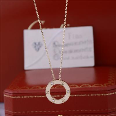 Colar clássica do ouro 18K com símbolo icônico de 3 diamantes da joia do amor